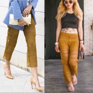ZARA Mustard Crochet Pants